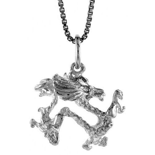 Sterling Silver 9/16 in. (15mm) Tall Chinese Zodiac Pendant for Year of the DRAGON