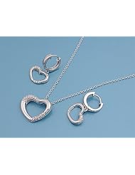 Sterling Silver Sets With Cubic Zirconia - Heart