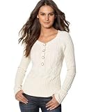 DKNY Jeans Cable-Knit Henley Sweater