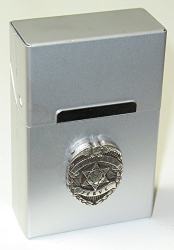 Police Cop Bobby Badge Emblem King Size Cigarette Case Aluminum Magnetic