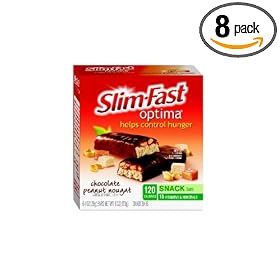 Slim-Fast Optima Snack Bar, Chocolate Peanut Nougat, 1.0-Ounce Bars in 6-Count Boxes (Pack of 8)
