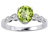 1.31 cts Genuine Peridot Solitaire Engagement Ring - 14kt White or Yellow Gold