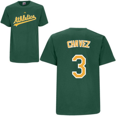 Men`s Oakland Athletics #3 Eric Chavez Name and Number Tshirt - 2XL