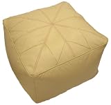 Faux Leather Cream with Pink Stitching Moroccan Bean Bag Footstool Pouffe