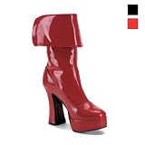 LUCIFER-60, Blk Pat Platform Calf Boot, 5 Inch