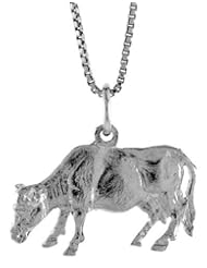 Sterling Silver Cow Pendant, 1/2 inch