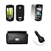 EMPIRE Black Leather Case Pouch with Belt Clip and Belt Loops + Black Silicone Skin Cover Case + Screen Protector + Retractable Car Charger (CLA) for Samsung Gem I100