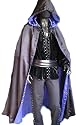 Mittelalter Wendecape mit Kapuze, Gothic Umhang Gr. S-XXL 5041 Schwarz - Blau