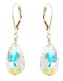 Sterling Silver Swarovski Crystal Elements Pear Shape Drop Earrings