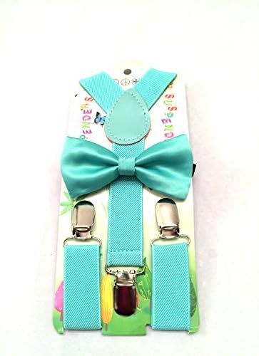 Teal Suspender and Bow Tie for Toddler Baby Boys Girls Child