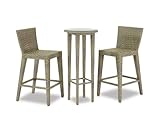 IMAGE OF Manzano Bar Set, Includes 2 Chairs and 1 Bar Table with Glass, Silver