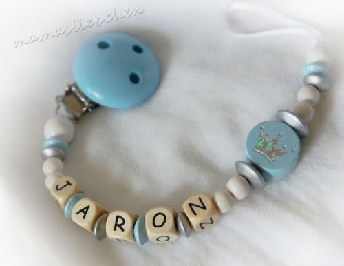 Personalized pacifier clip with wooden letter beads model 1954, handmade by mamasliebchen