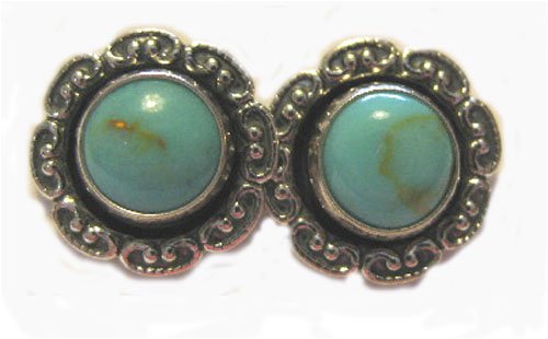 Click here to buy Native American Navajo Sterling Silver and Turquoise Post Stud Earrings by Native American.