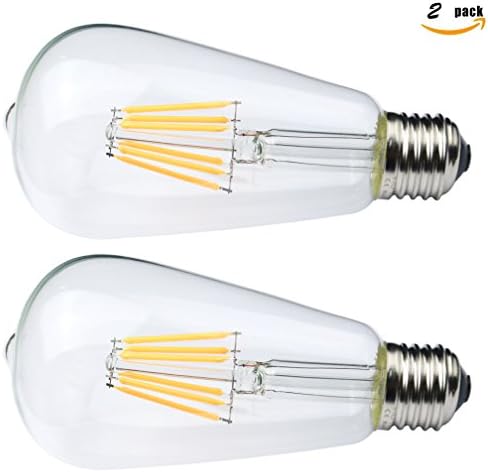 2Pcs LED Filament Bulbs 86-265V 6W Equivalent A 60W Incandescent Bulb, Soft White 2200K,Energy Saving LED Light Bulbs for Home,Office,Restaurant,Cafe High CRI
