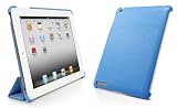 Bear Motion ® 100% Genuine Leather Back Cover (Smart Cover compatible) for iPad 2 - Smart Cover Companion - Real Leather - Blue