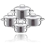 Silit Topfset 4-teilig Edelstahl rostfrei glänzend in modernem Design (induktionsgeeignet)