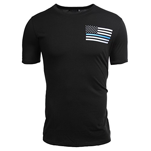 Jinshida Men's Police Live Matter Thin Blue Line American Flag Short Sleeve T-Shirt