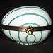 Chamart Limoges Porcelain Hand Painted Hinged Green Striped Egg Box (Small)