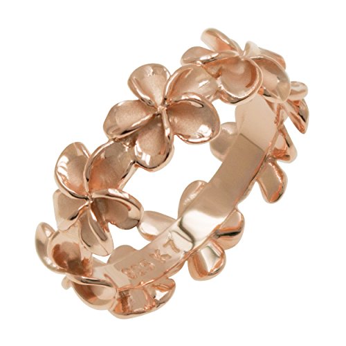 Plumeria Eternity Ring with14K Rose Gold Finish - 8mm