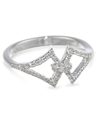 Badgley Mischka Fine Jewelry Sterling Silver White Diamond Interlocking Arabeque Ring, Size 7