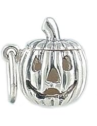 Vintage Style Jack-O-Lantern Halloween 925 Sterling Silver Traditional Charm Opens