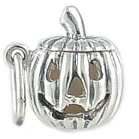 Vintage Style Jack-O-Lantern Halloween 925 Sterling Silver Traditional Charm Opens