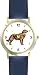 Golden Retriever Dog - WATCHBUDDY® DELUXE TWO-TONE THEME WATCH - Arabic Numbers - Blue Leather Strap-Size-Large ( Men's Size or Jumbo Women's Size )