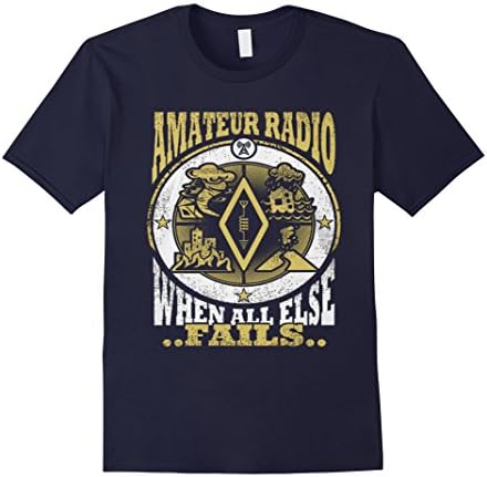 Men's AMATEUR RADIO SHIRT - WHEN ALL ELSE FAILS Medium Navy