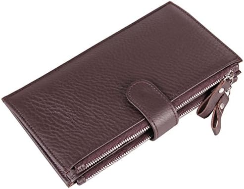 Blueblue Sky Men's Top Layer Cow Leather Clutch, Bifold Wallet 7.8 In#8057 (Coffee Brown)