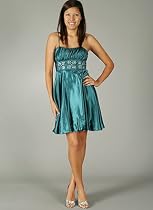 Ruched Rhinestone Bodice Formal for Bridesmaid Formal Prom