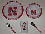NEBRASKA CORNHUSKERS Team Logo 5 Piece BABY CHILD DINNER SET (Sipping cup, Plate, Bowl,... by WeSellSports