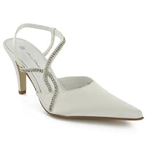 Ladies Satin Diamante Slingback Bridal Sandal