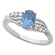 14K White Gold London Blue Topaz and Diamond Ring