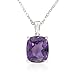 Sterling Silver Cushion-Cut Amethyst Pendant, title=