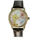 Armitron Women's Tweety Bird Round Gold-Tone Analog Brown Strap Watch #2200731