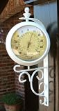 Antique White Clock and Thermometer