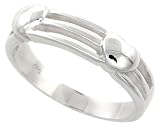 1/4 (5.5 mm) Sterling Silver High Polished Ring w/ 2 Hearts