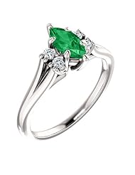 18K White Gold 8.00x4.00mm Marquise Cut Emerald and Diamond Ring -- LIFETIME WARRANTY