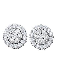 1.5 cttw 14k White Gold Diamond Flower Stud Earrings (Real Diamonds: 1.5 cttw)