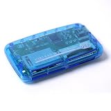 Mini All-in-1 Memory Card Reader Blue Compatible with: Secure Digital: miniSD (with adapter), microSD/TransFlash (with adapter), Compact Flash: CF I, CF II, CF Ultra II, MicroDrive, xD Picture Cards, Memory Stick: Memory Stick, Memory Stick Pro, Memory Stick Duo, Multimedia Card: MMC I, MMC II, RS-MMC, HS-MMC - Compatible with Sony, SanDisk, Toshiba, Lexar