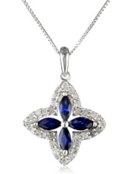 10k White Gold Gemstone and Diamond Cross Pendant Necklace (0.13cttw, I-J Color, I2-I3 Clarity), 18"