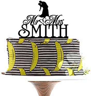 Personalized Wedding Cake Topper, Surname Topper Acrylic Decoration, Mr and Mrs Custom Cake Topper, Dancing Bride Groom Silhouette Cake Topper.