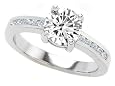 1.60 cttw 925 Sterling Silver 14K White Gold Plated Genuine Round White Topaz Engagement Ring - Gold Plated Silver