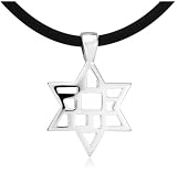 Sterling Silver Windows Collection Star of David Pendant on Rubber Cord by Zina, 17