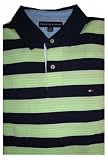 Men's Tommy Hilfiger Polo Shirt Green, Navy & White Striped Short Sleeved Size XL