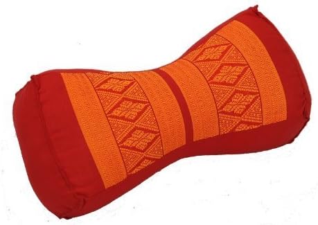 Thai Traditional Neck Pillow, Red/Orange, Kapok Filling, Pack Of 4 Pcs. (Free a Gift HB Herbal Breen Eri Silk Protein Handmade Body Soap, Lemongrass By HB Brand)