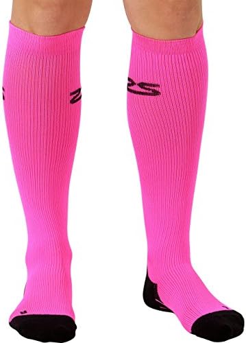 Fresh Legs Compression Socks - Graduated Compression Stockings - Great for Travel, Nurses, Maternity, Everyday Wear, Running - Support Socks,M,Neon Pink
