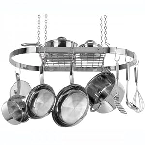 Range Kleen Wrought Iron Oval Hanging Pot Rack - Stainless Steel by