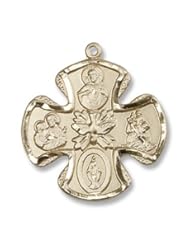 14K Gold 5-Way Medal Cross Crucifix