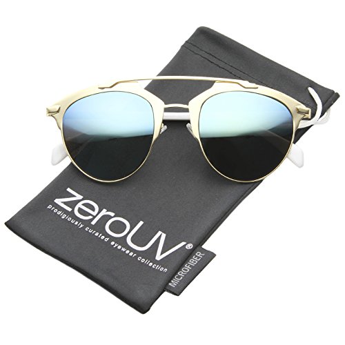 zeroUV - Modern Fashion Metal Double Bridge Mirror Lens Pantos Aviator Sunglasses 50mm